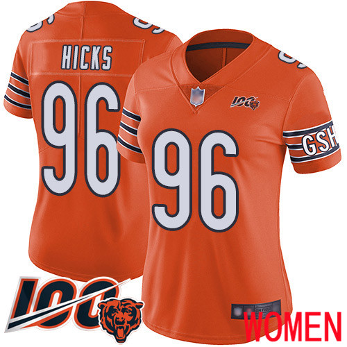 Chicago Bears Limited Orange Women Akiem Hicks Alternate Jersey NFL Football #96 100th Season